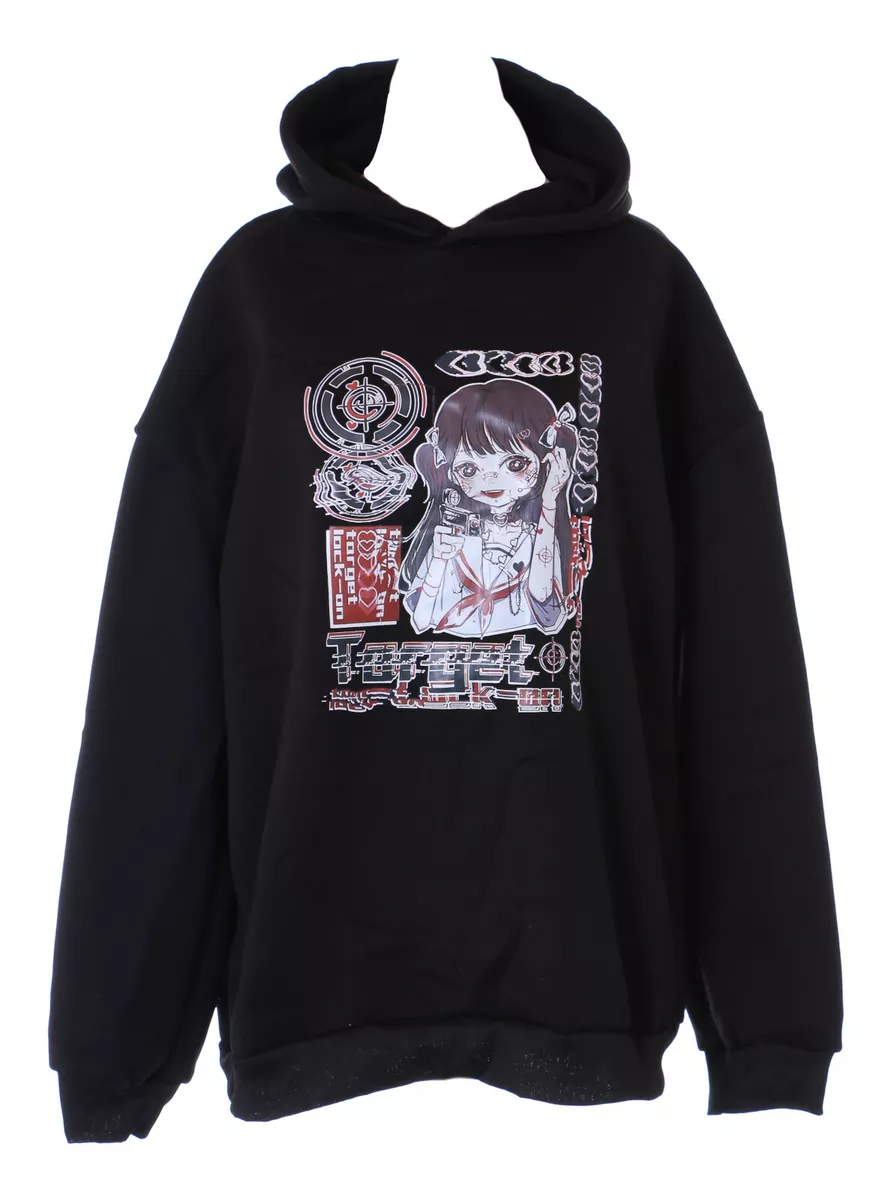 TS 360 Noir Manga Fille Dessin Graphique Sweat Pull Pastel Gothique eBay