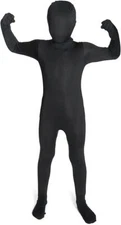 Kids Black Morphsuit Boys Girls Halloween Fancy Dress Costume Skin Suit
