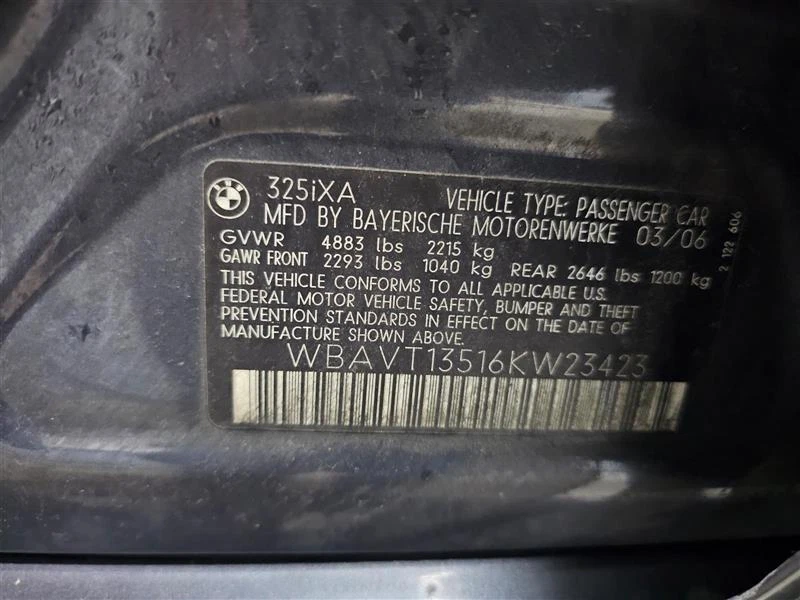 Used Rear Right Door Window Regulator Rear fits: 2006 Bmw 325I Sdn Rear Right Gr Foto 3 de 4