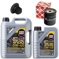 MotoröL Filter Set 5W-40 Liqui Moly 6 Liter + Schraube FüR Opel Omega B 2.5 3.0