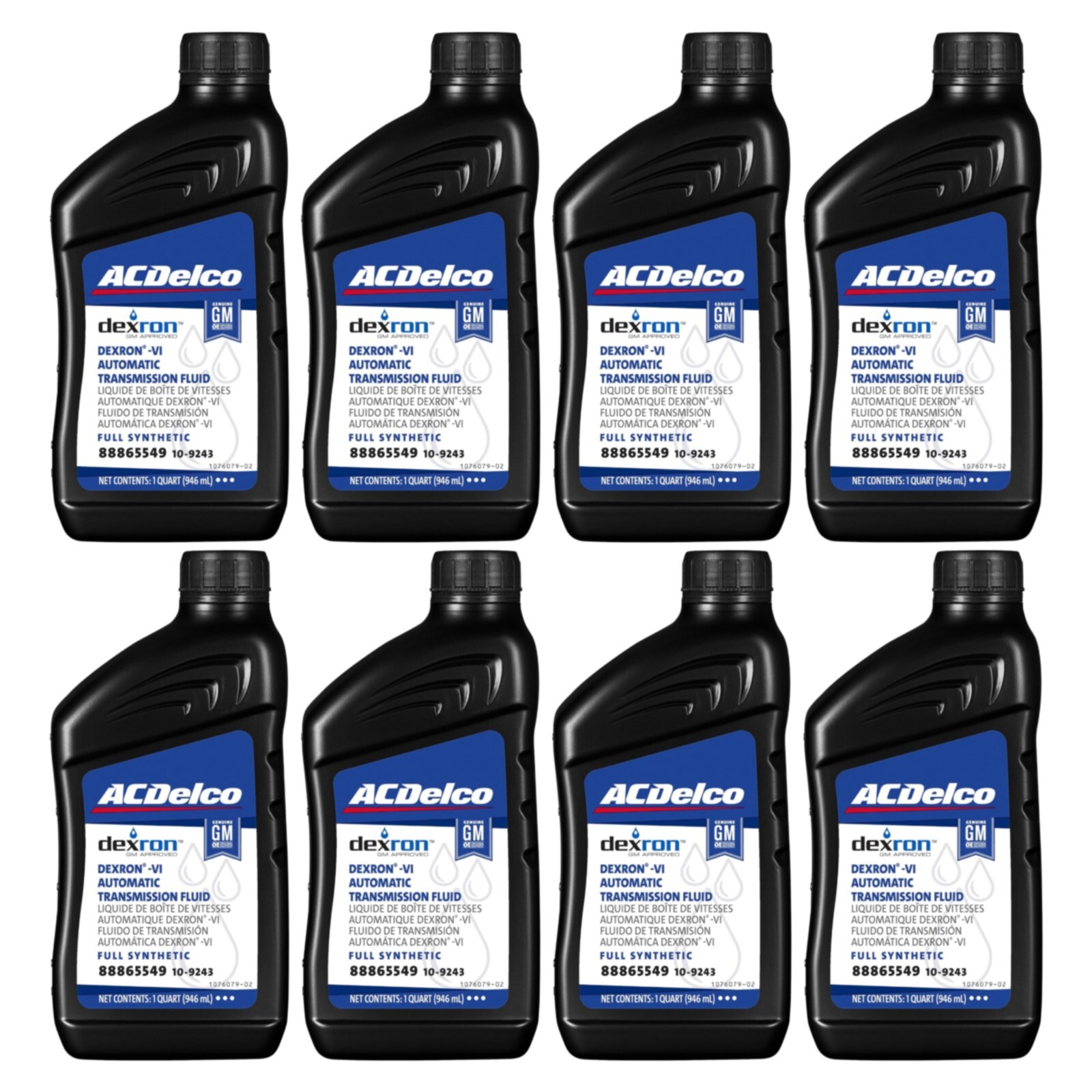 ACDelco 10-9243 88865549 Dexron VI Full Synthetic ATF - 1 qt Pack of 8