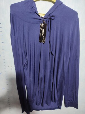 Bepei Hooded Shirts Women Plus Size XXL Pull Over Blue