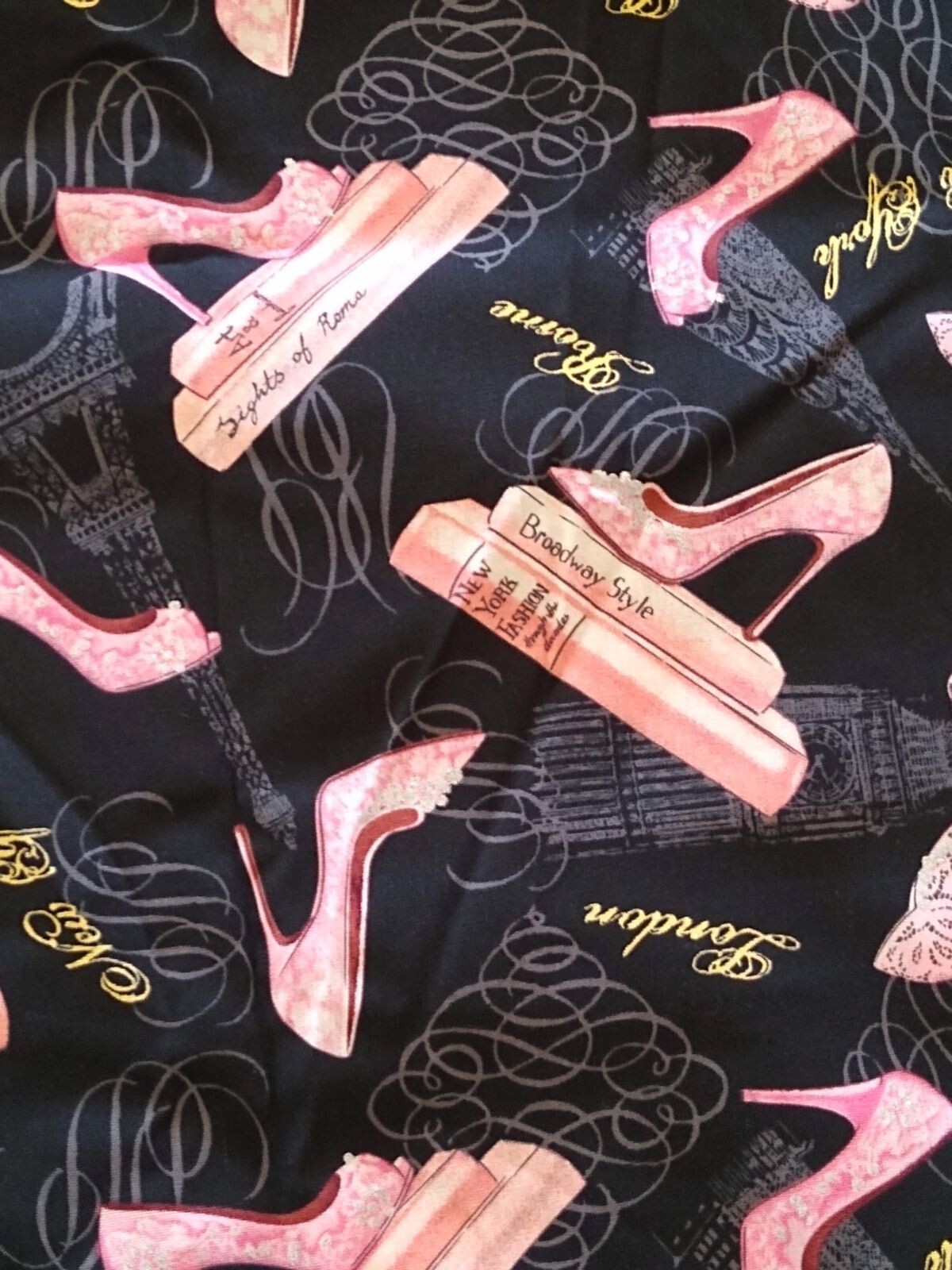 2 yds pink black high heel 100 cotton quilt fabric material City Style Fabiano eBay
