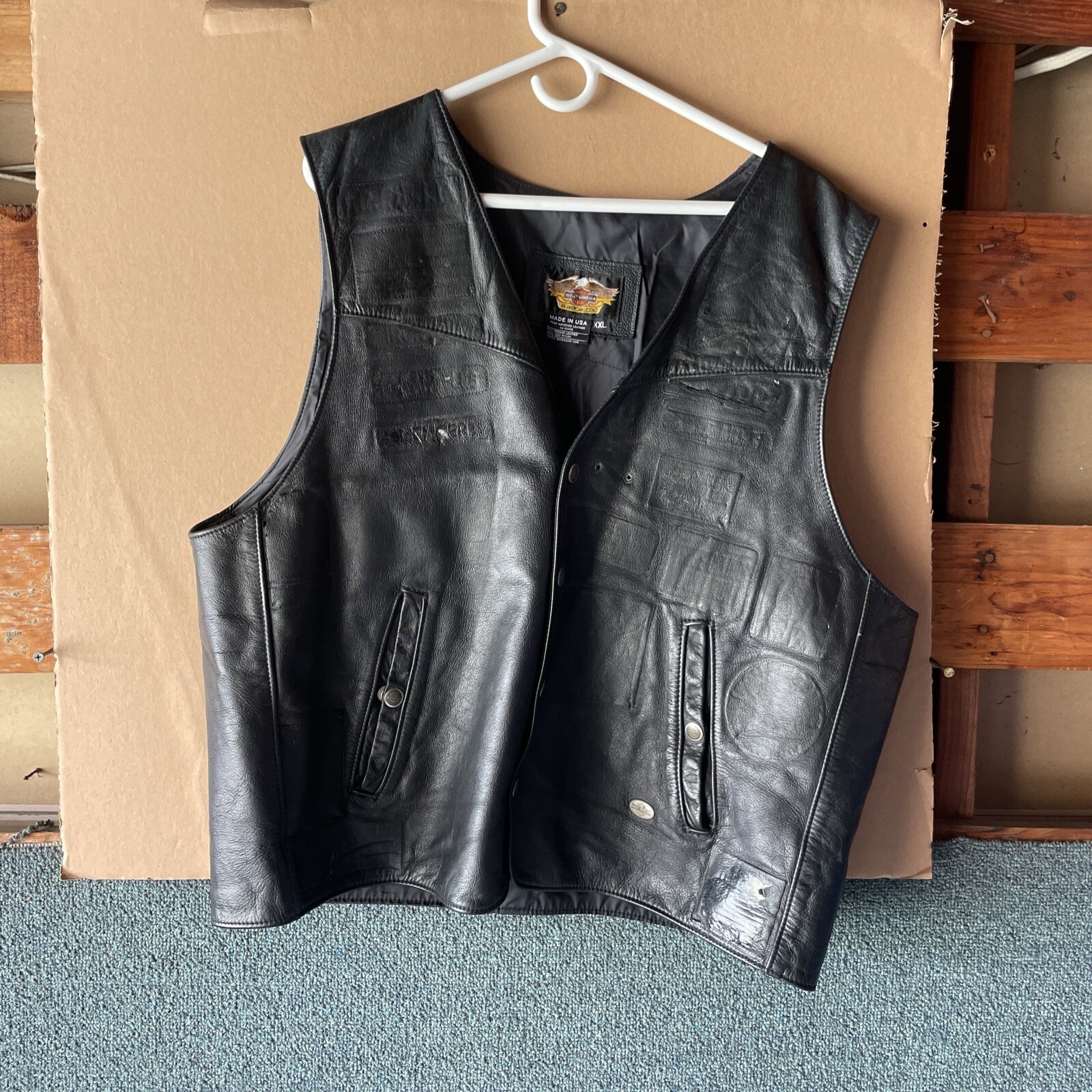 Harley-Davidson Mens Vest Biker Racer Motorcycle Genuine Cowhide Leather XXL