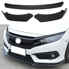 3Pcs Set Glossy Black Car Front Bumper Lip Chin Spoiler Splitter Wing Body Kit
