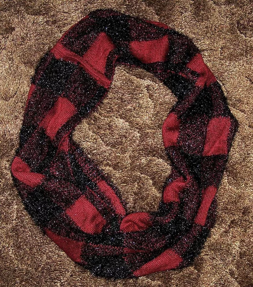 Новый с Ярлыками, STEVE MADDEN вязаный Infinity шарф геометрический красный и черный отлива розничной $38 - Изображение 3 из 4