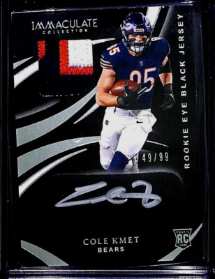 2020 Panini Immaculate Eye Black White Ink Rookie Patch Autograph Cole Kmet 