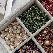 10 Pcs Perles Bouton Strass Diamantées Alliage Tige Cristal Pour Mariage Couture