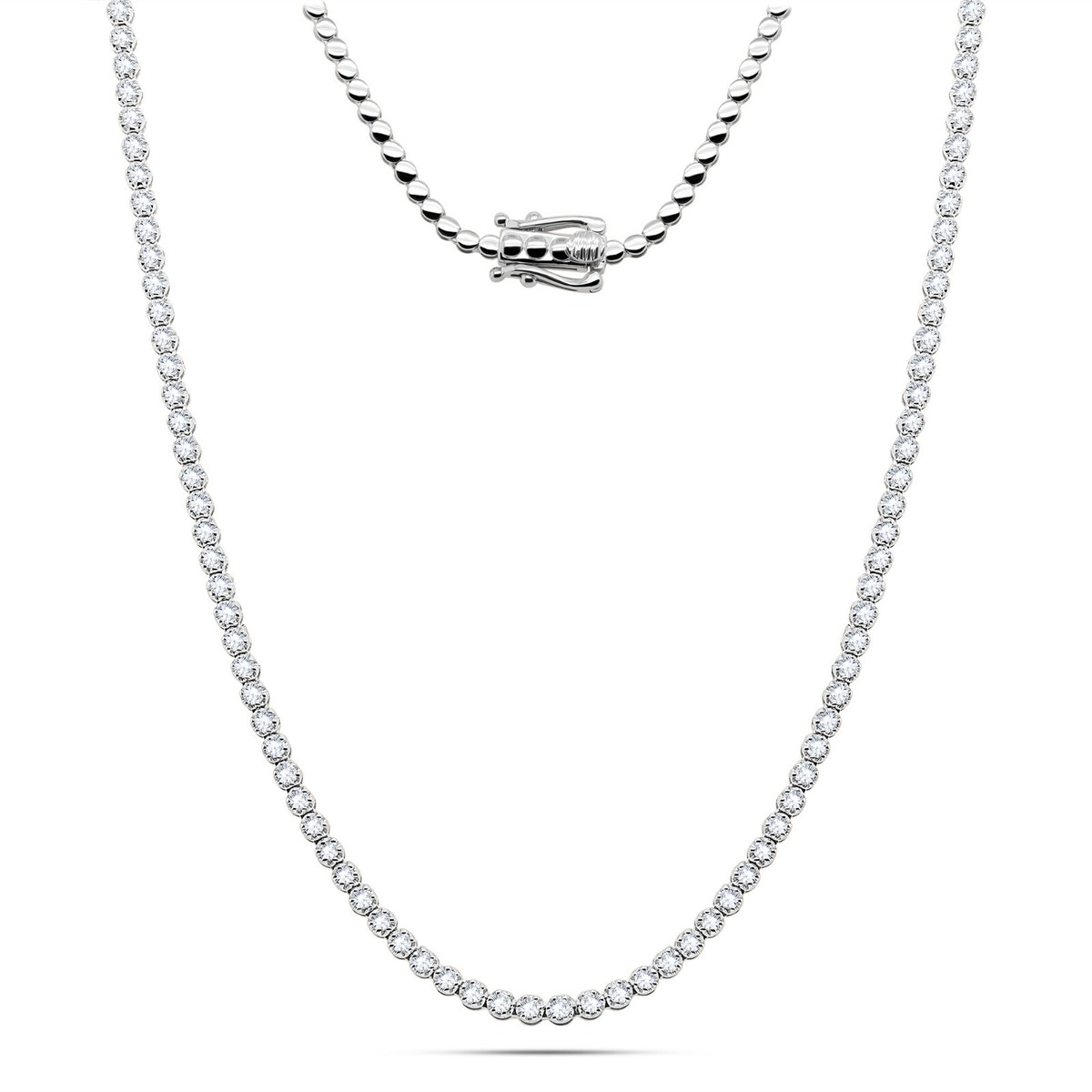 Certified Ct VS/H Lab Grown Diamond Tennis Necklace 10k White