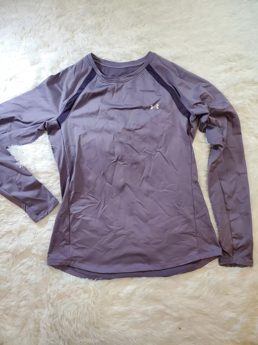 Under Armour Cold Gear Womens Shirt Long Sleeve Purple Compression Skiing  Hiking