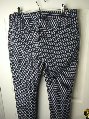Willi Smith Mujer 10 Pantalones Azul Marino Geométrico Plano Frontal Bolsillo Tobillo - Imagen 11 de 12