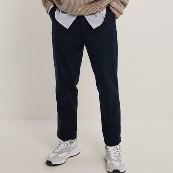 Zara mens Drawstring Carrot Fit Trousers 30 US Navy Chino Zara mens Drawstring Carrot Fit Trousers 30 US Navy Chino