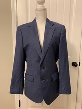 New J Crew Ludlow Wide Lapel Suit Jacket Italian Worsted Wool Blue Sz 40L G1142