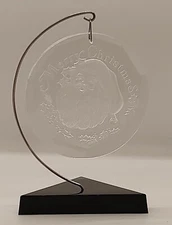 Vintage Clear Lucite Acrylic "St. Nick" Santa Claus Etched Christmas Ornament