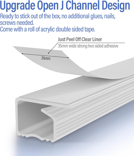 6 Pack Cable Management under Desk, J Channel Raceway with Double-Sided Adhesive - Afbeelding 2 van 12