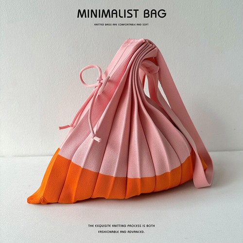 Borsa a mano grande capacità in maglia donna righe colorate riutilizzabile shopping tracolla - Foto 14 di 29