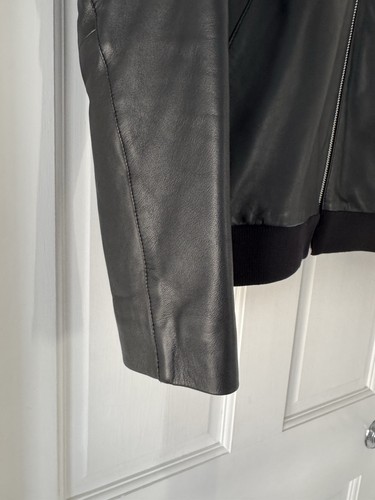 Reiss Nicholas Soft Lamb Leather Bomber Jacket Medium Black Mens - Picture 8 of 14