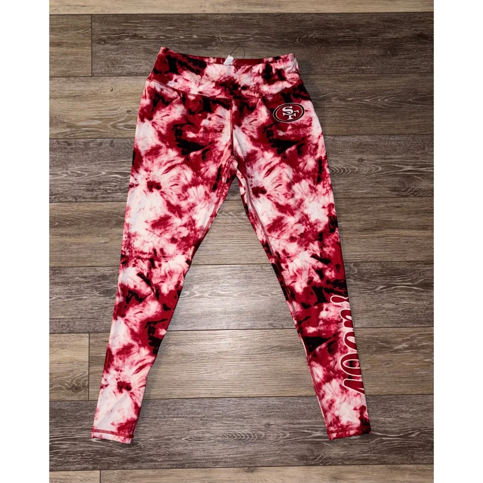 NUEVO CON ETIQUETAS Para mujeres San Francisco 49ers NFL Ropa Escarlata Tie-Dye Leggings-Medianos Foto 2 de 4