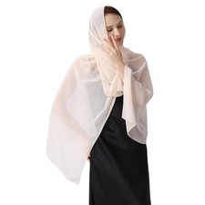 Women's Chiffon Scarf Shawls Wraps for Evening Dress Soft Elegant Beige