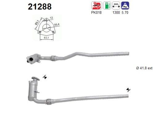 Alerte voyant moteur éteinte grâce au catalyseur AS 21288 pour OPEL 5854216 défectueux