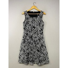 Cocktail Party R&M Richards Womens 8 Black White Floral Lace Fit & Flare Dress