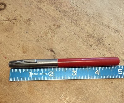 Sheaffer Red Fountain Pen With Chrome Cap-flat F