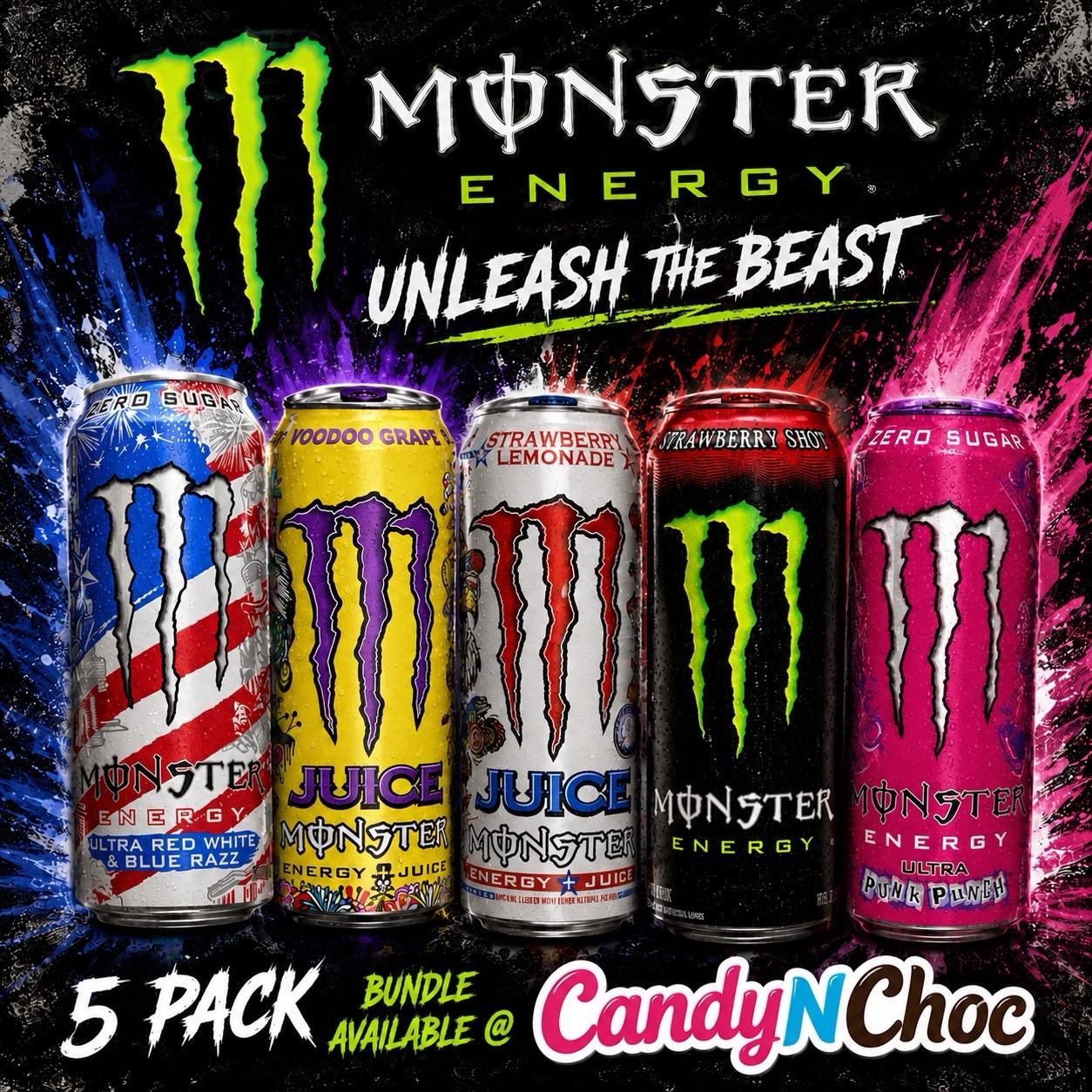 Paquete de bebidas de jugo Monster Energy importación de EE. UU. nuevos sabores en mano paquete de 5