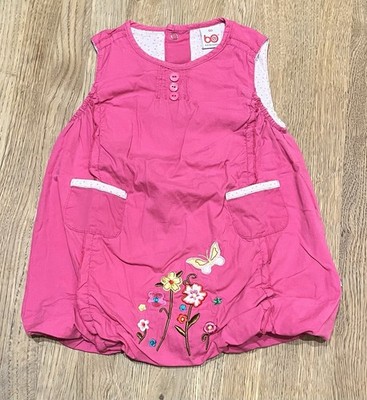 Baby Mädchen Kleid, pink, ärmellos, am Bund unten leicht gerafft, Gr. 80