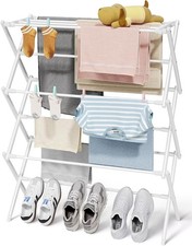 Foldable Clothes Drying Rack Metal Laundry Drying Rack with Non-Slip Feet 3-Tier