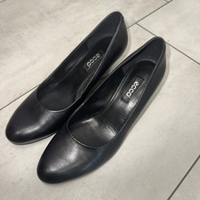 Ecco Shoes 40 Womens 9 Wedge Heels Black Leat...