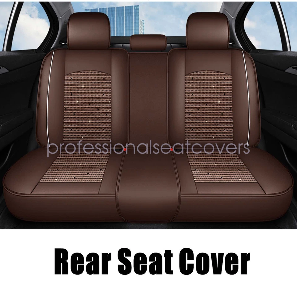 Полный комплект чехлов на 5 сидений для автомобиля Lincoln лед шелк и кожа защитная подушка коричневые - Изображение 4 из 4