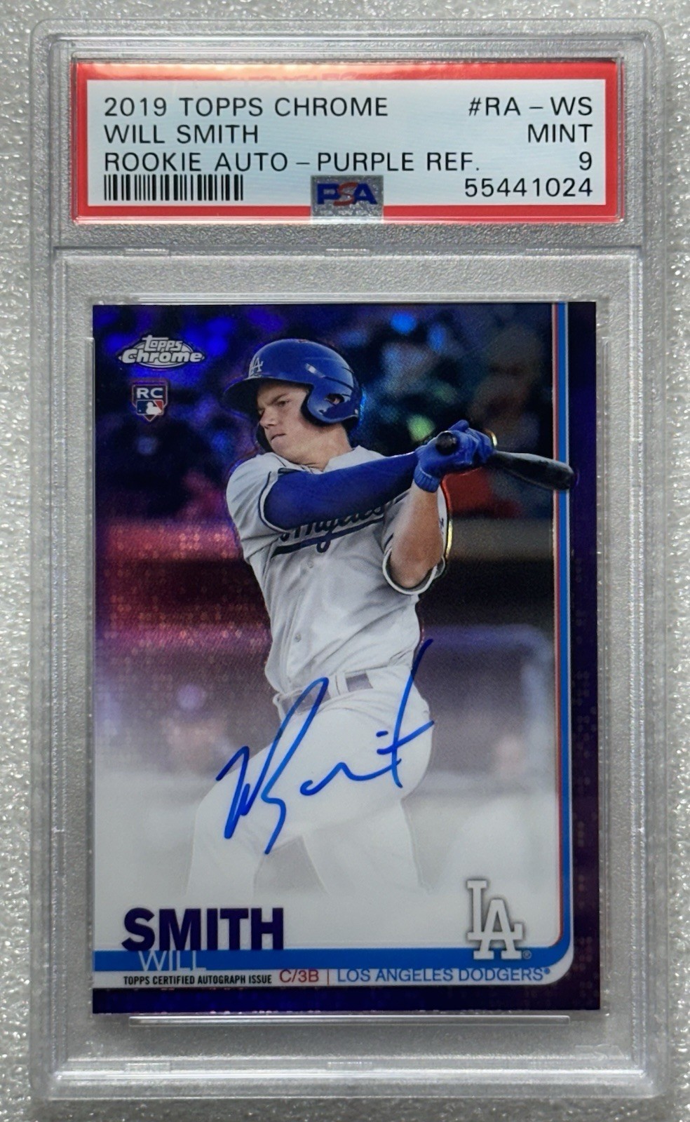 2019 Topps Chrome - Will Smith RC Auto #RA-WS Purple Refractor /250 PSA 9 MINT