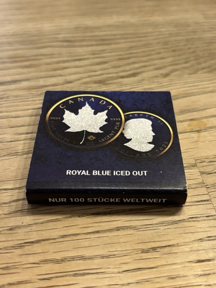 1 oz Silber Maple Leaf ROYAL BLUE ICED OUT 2023 Auflage 100 - Silbermünze - Bild 3 von 3