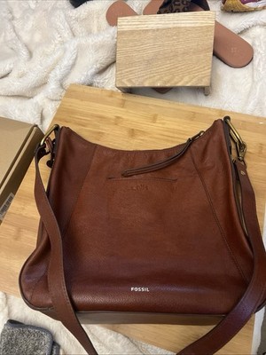 Fossil Talia Hobo Crossbody Shoulder Bag Brown Leather SHB2716213 $228 Retail
