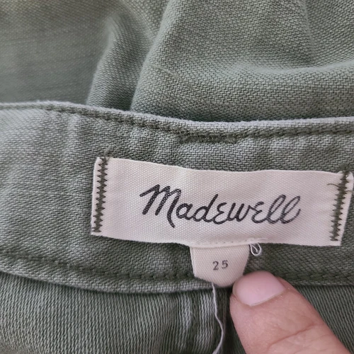 Madewell Sz 25 Sage Green Pockets Button Fly Cotton Pants - Picture 2 of 7