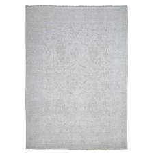 9'8"x13'5" White Wash Peshawar All Over Pattern All Wool Hand Knotted Rug R20989
