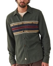 Marine Layer Pacifica Regular Fit Stretch Twill Shirt Men's M Green Multi L/S