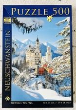 500 Piece Puzzle Neuschwanstein Castle Winter Snow Germany Jigsaw 19x14 Scenic
