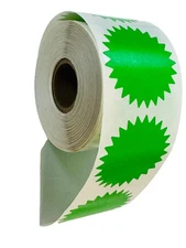 Green Starburst 2" Direct Thermal Multipurpose Adhesive Labels (2) RLS of 500 EA