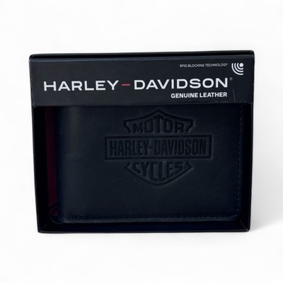 HARLEY DAVIDSON / 財布/レザー/BRW/無地/メンズ Harley Davidson Men's Wallet Bi-Fold 100% Cow Leather Logo RFID