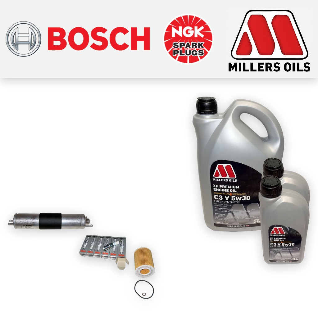 SERVICE KIT for BMW Z3 2.2 OIL FUEL FILTERS SPARK PLUGS +5w30 XF OIL (2000-2002)