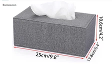Sumnacon Grey Linen Tissue Box Cover, Stylish Holder for Home Office Car