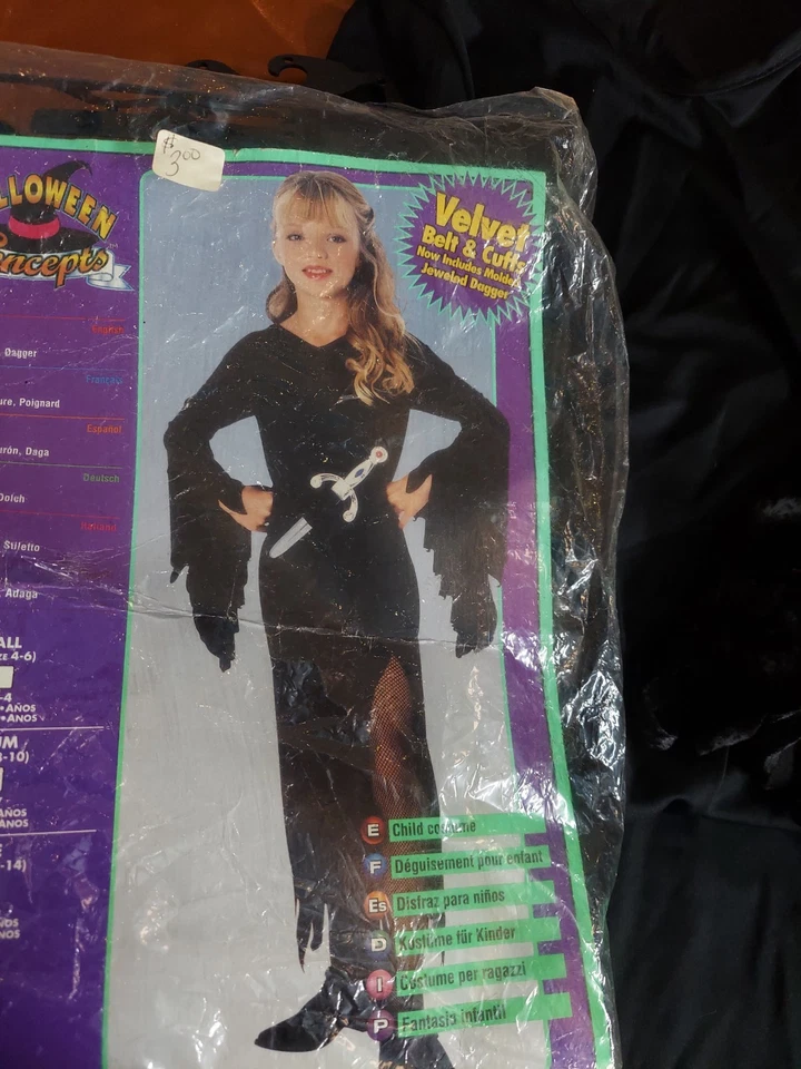 Disfraz Hija de la Oscuridad Halloween Niñas Talla 5-7 Negro Vestido Redes E1 Foto 2 de 2