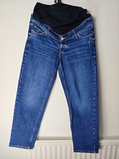 M&S Maternity Slim Straight Leg Jeans Blue Over-the-Bump UK 10 Regular Comfort