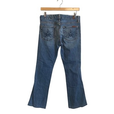 7 For All Mankind Medium Wash A Pocket Low Rise Y2k Jeans Size 28 Hemmed