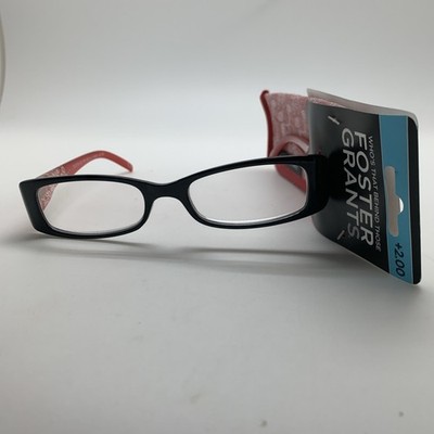 D656 FOSTER GRANT ALMA RED +2.00 Reading READERS WHO'S THAT BEHIND THOSE GLASSES