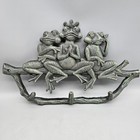 Cast Iron 3 Frogs Hanger 3 Hooks Wall or Door Mount Coat Rack Crown Prince Frog
