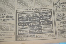 1957 Buddy Holly The Crickets Fats Domino Anka Chuck Berry Newspaper Concert Ad
