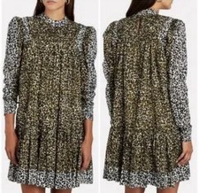 Ulla Johnson Amira Leopard Puff Sleeve Dress Size 4 Ruffles