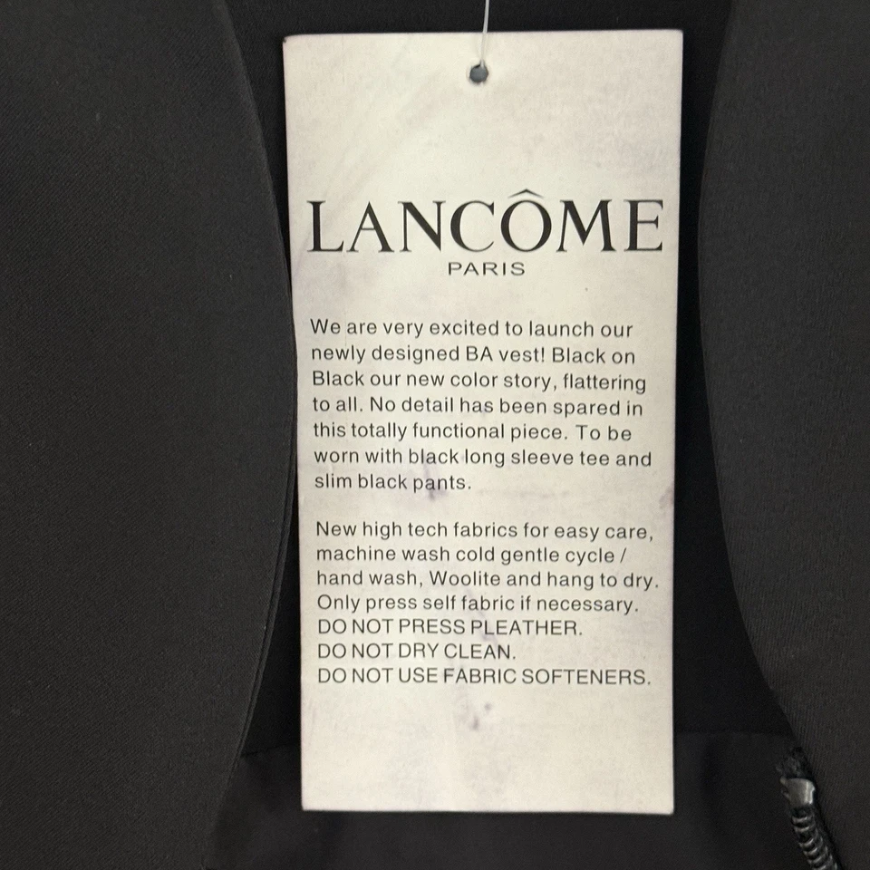 LANCOME PARIS Make-up Vest Jacket Women Large Black Brush Holder Zip Front Art - Image 2 of 4